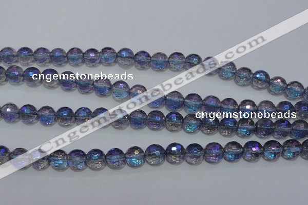 CNC312 15.5 inches 8mm faceted round AB-color white crystal beads