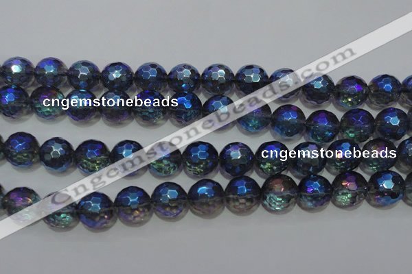 CNC315 15.5 inches 14mm faceted round AB-color white crystal beads