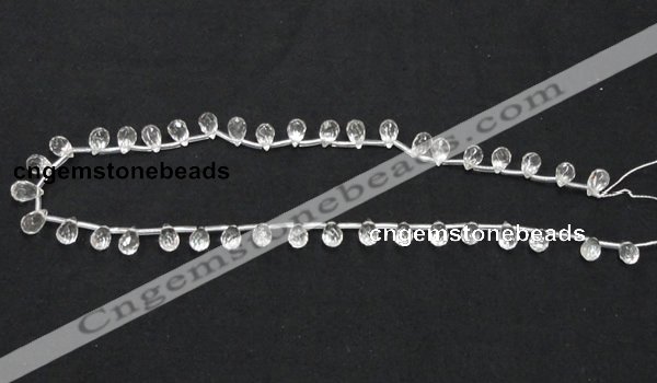 CNC32 6*9mm faceted teardrop grade AB natural white crystal beads