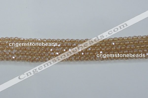 CNC516 15.5 inches 4mm faceted round dyed natural white crystal beads