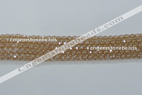 CNC517 15.5 inches 6mm faceted round dyed natural white crystal beads