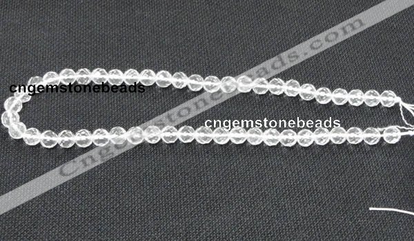 CNC52 15.5 inches 8mm faceted round grade A natural white crystal beads