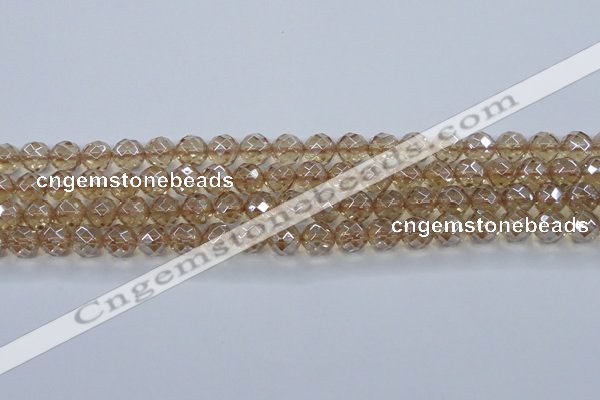 CNC520 15.5 inches 12mm faceted round dyed natural white crystal beads