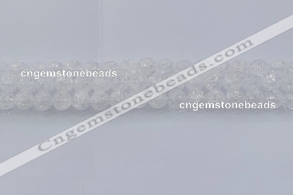 CNC552 15.5 inches 8mm round natural crackle white crystal beads