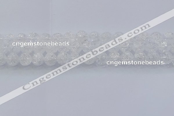 CNC553 15.5 inches 10mm round natural crackle white crystal beads