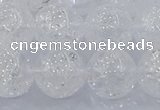 CNC555 15.5 inches 14mm round natural crackle white crystal beads