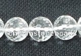 CNC56 15.5 inches 16mm faceted round grade A natural white crystal beads