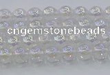 CNC560 15.5 inches 4mm round plated crackle white crystal beads