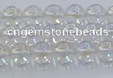 CNC570 15.5 inches 6mm round plated natural white crystal beads