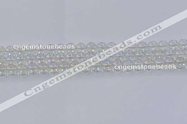 CNC571 15.5 inches 8mm round plated natural white crystal beads