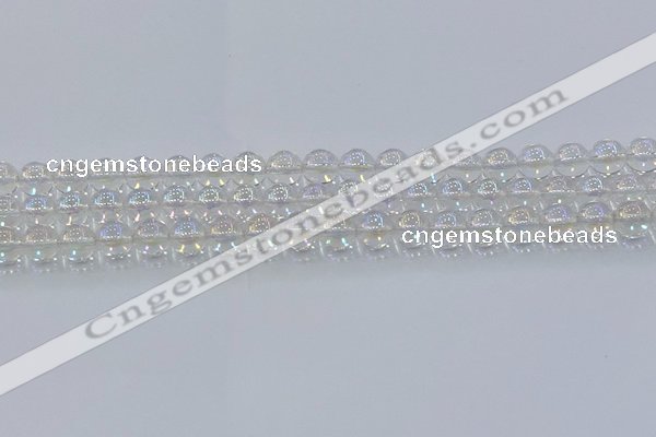 CNC571 15.5 inches 8mm round plated natural white crystal beads