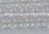 CNC572 15.5 inches 10mm round plated natural white crystal beads