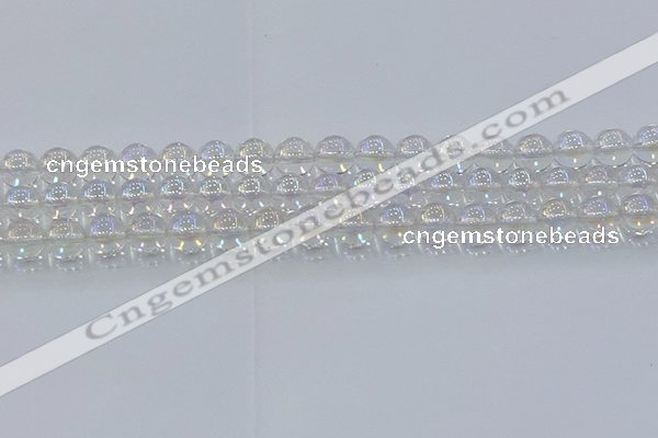 CNC572 15.5 inches 10mm round plated natural white crystal beads