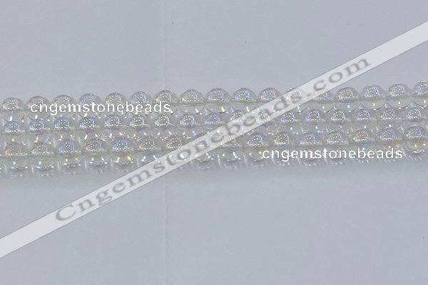 CNC572 15.5 inches 10mm round plated natural white crystal beads