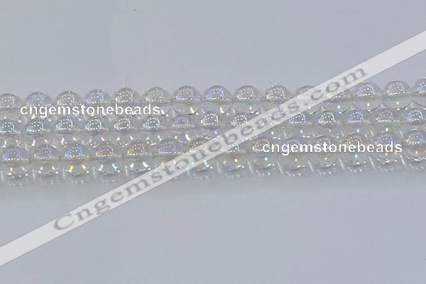 CNC573 15.5 inches 12mm round plated natural white crystal beads