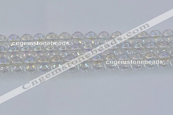 CNC574 15.5 inches 14mm round plated natural white crystal beads