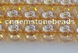 CNC577 15.5 inches 8mm round plated natural white crystal beads