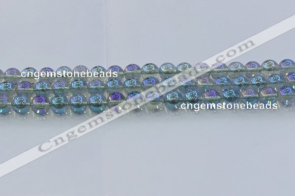 CNC584 15.5 inches 10mm round plated natural white crystal beads