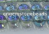 CNC585 15.5 inches 12mm round plated natural white crystal beads