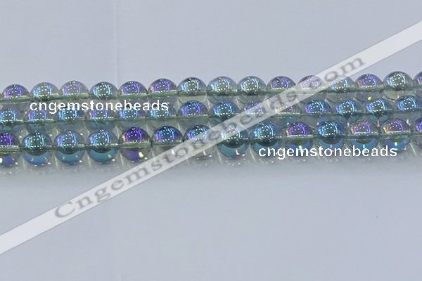 CNC586 15.5 inches 14mm round plated natural white crystal beads