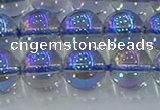 CNC591 15.5 inches 12mm round plated natural white crystal beads