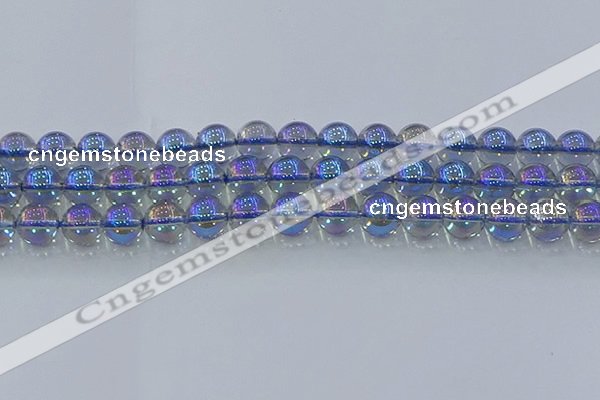 CNC591 15.5 inches 12mm round plated natural white crystal beads