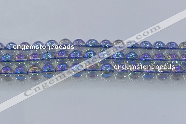 CNC592 15.5 inches 14mm round plated natural white crystal beads