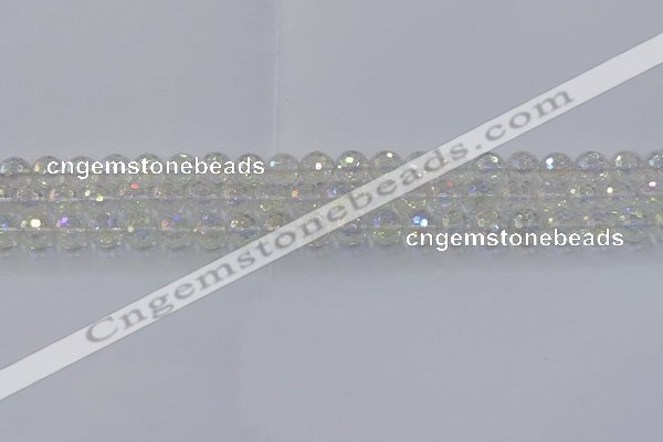 CNC600 15.5 inches 4mm faceted round plated natural white crystal beads