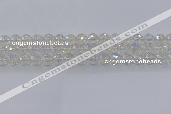 CNC603 15.5 inches 10mm faceted round plated natural white crystal beads