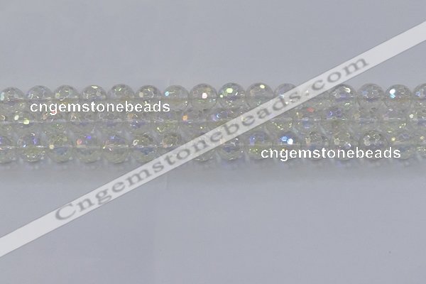 CNC603 15.5 inches 10mm faceted round plated natural white crystal beads