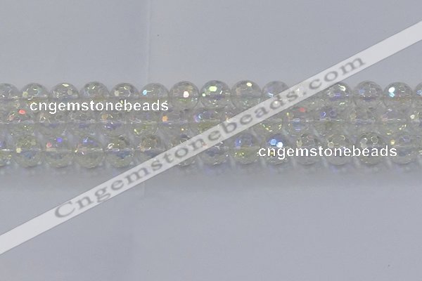 CNC604 15.5 inches 12mm faceted round plated natural white crystal beads