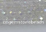 CNC607 15.5 inches 4mm faceted round plated natural white crystal beads