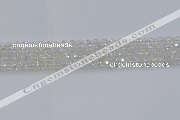 CNC607 15.5 inches 4mm faceted round plated natural white crystal beads