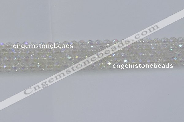 CNC608 15.5 inches 6mm faceted round plated natural white crystal beads
