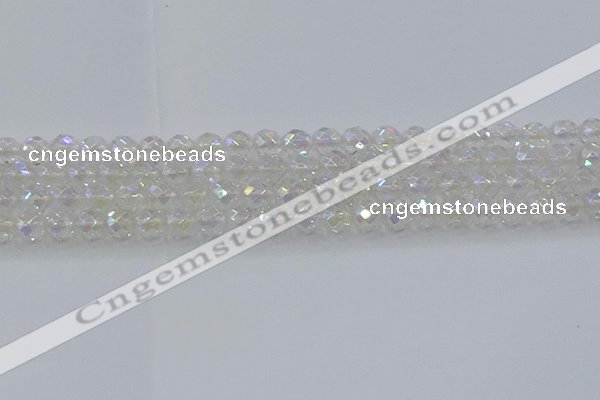 CNC609 15.5 inches 8mm faceted round plated natural white crystal beads