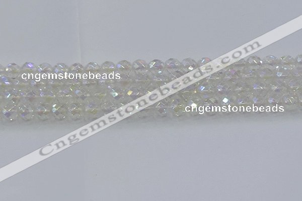 CNC610 15.5 inches 10mm faceted round plated natural white crystal beads