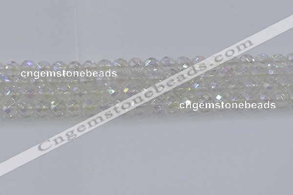 CNC610 15.5 inches 10mm faceted round plated natural white crystal beads