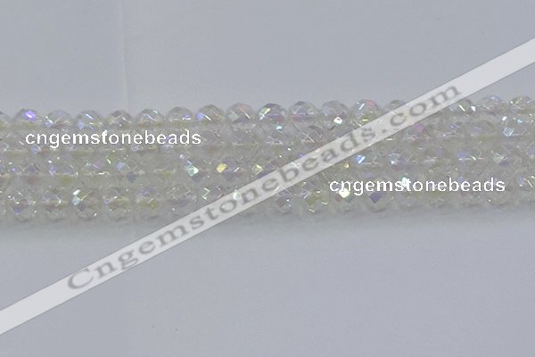 CNC611 15.5 inches 12mm faceted round plated natural white crystal beads