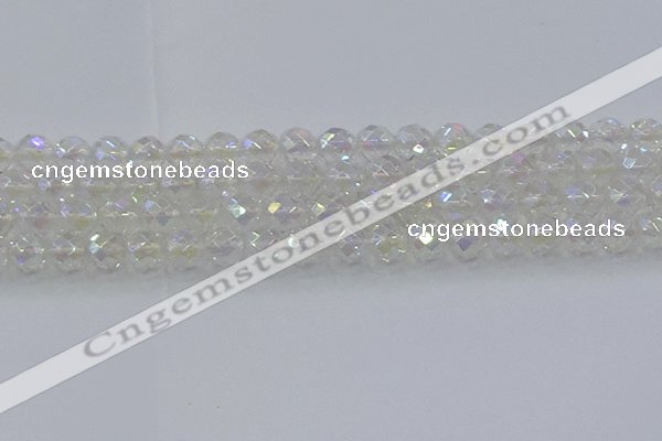 CNC611 15.5 inches 12mm faceted round plated natural white crystal beads