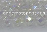 CNC612 15.5 inches 14mm faceted round plated natural white crystal beads