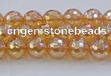 CNC614 15.5 inches 6mm faceted round plated natural white crystal beads