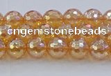 CNC614 15.5 inches 6mm faceted round plated natural white crystal beads