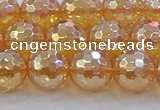 CNC617 15.5 inches 12mm faceted round plated natural white crystal beads