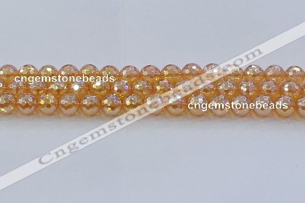 CNC617 15.5 inches 12mm faceted round plated natural white crystal beads