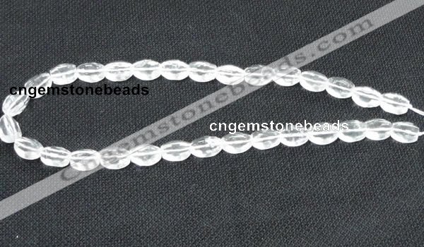 CNC62 15.5 inches 10*14mm faceted rice grade A natural white crystal beads