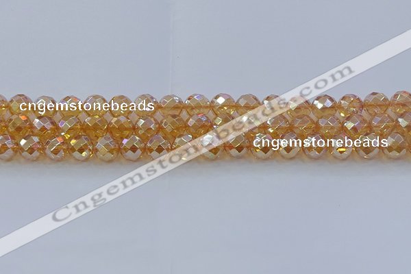 CNC621 15.5 inches 8mm faceted round plated natural white crystal beads