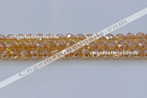CNC622 15.5 inches 10mm faceted round plated natural white crystal beads