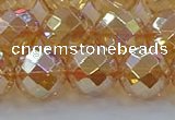 CNC624 15.5 inches 14mm faceted round plated natural white crystal beads