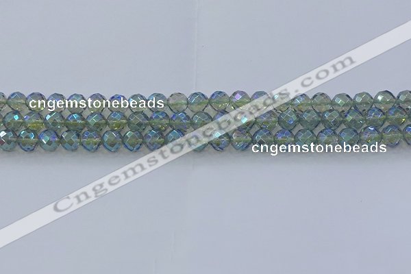 CNC626 15.5 inches 4mm faceted round plated natural white crystal beads