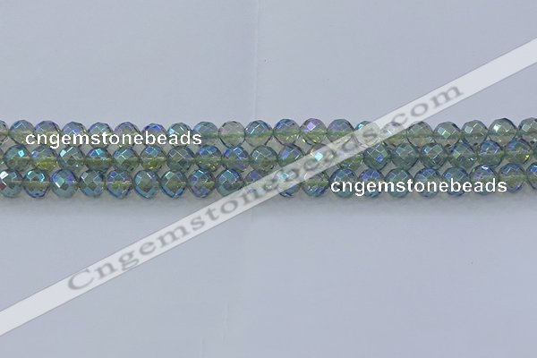 CNC627 15.5 inches 6mm faceted round plated natural white crystal beads